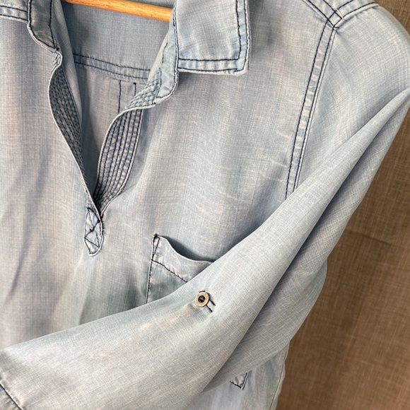 Skies Are Blue Chambray Popover Top | XS | Soft Denim Tunic - Picture 5 of 11